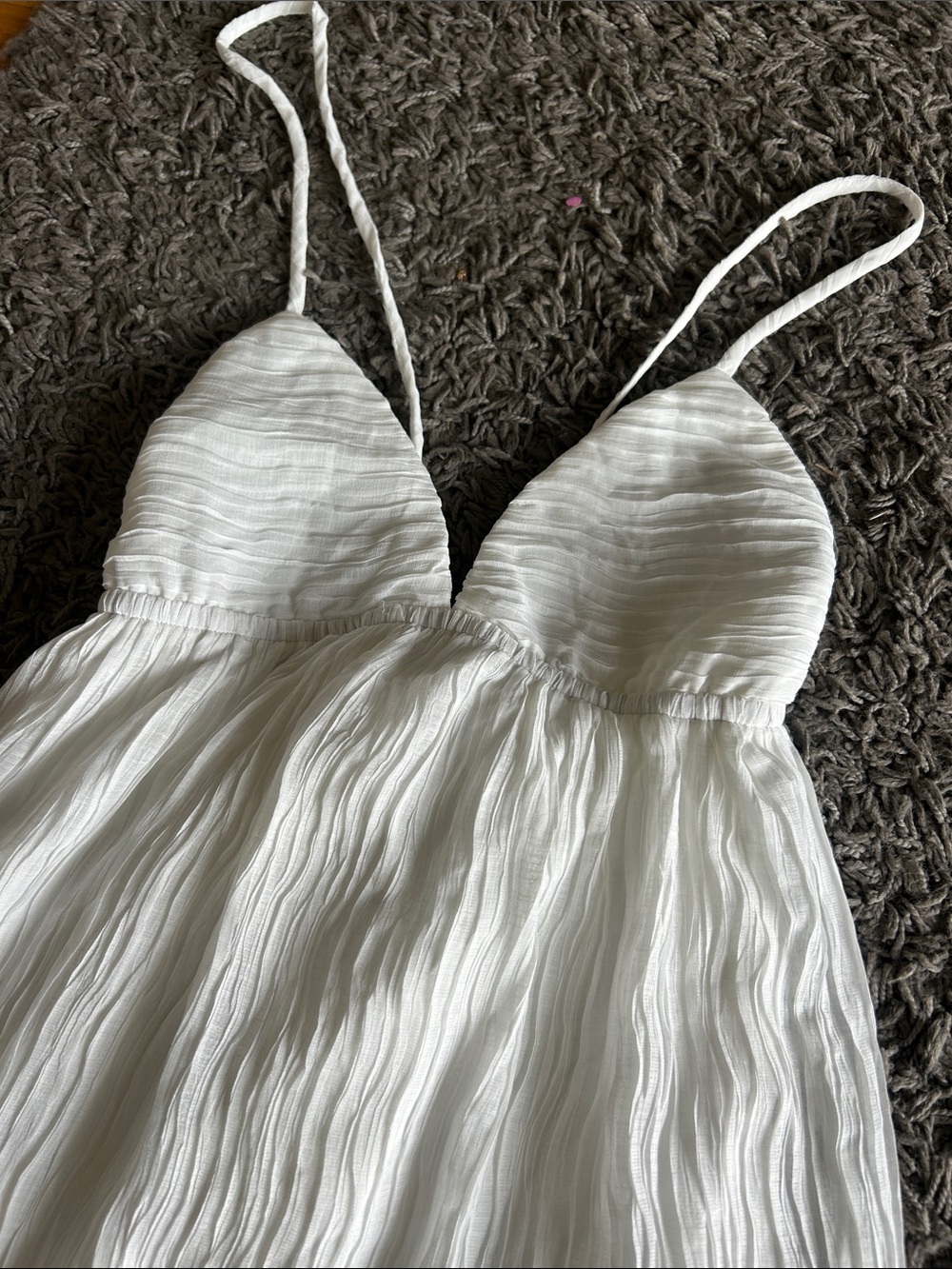 NWOT Princess Polly Matea White Crinkle Spaghetti Strap Mini Dress Size 4 - Picture 3 of 13
